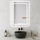 Awoco LED Bathroom Mirror with Light, Lighted Vanity Mirror with Backlit and Front Light, Dimmable Anti-Fog Memory Function Lighted Mirror with 3 Colors for Bathroom Wall - AWC-LM20S28