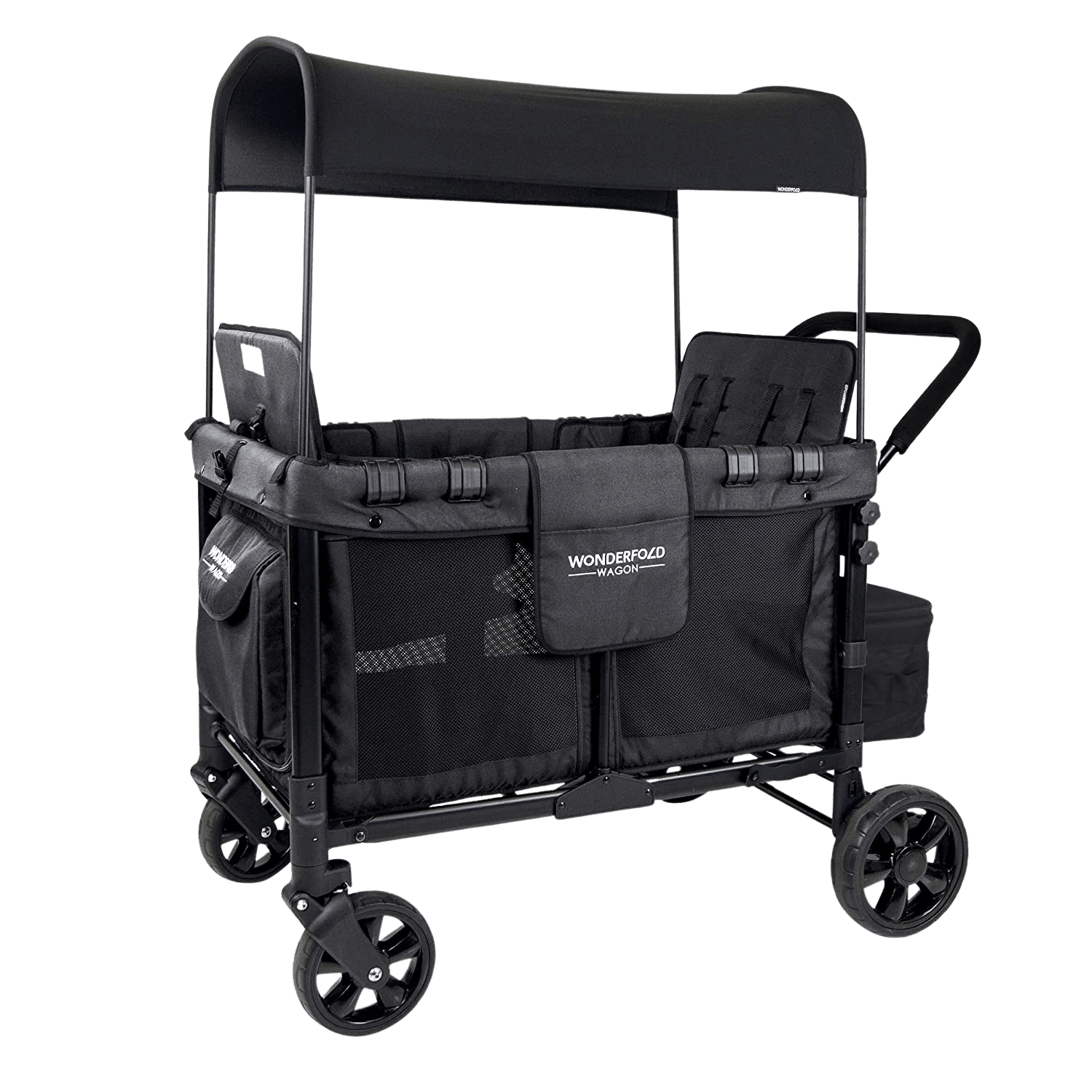 WonderFold W4 Elite Push/Pull 4-Passenger Quad Stroller Wagon Black New