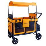 WonderFold W4 Elite Push/Pull 4-Passenger Quad Stroller Wagon Orange New