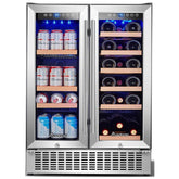 BODEGA Earth Day Sale-AAOBOSI 24 Inch Beverage and Wine Cooler Dual Zone 2-IN-1 Hold 18 Bottles and 57 Cans - YC120-2D