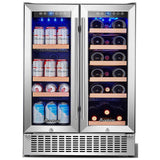 BODEGA Earth Day Sale-AAOBOSI 24 Inch Beverage and Wine Cooler Dual Zone 2-IN-1 Hold 18 Bottles and 57 Cans - YC120-2D