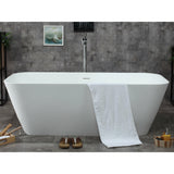 ALFI 67" Rectangular White Solid Surface Freestanding Smooth Resin Soaking Bathtub AB9952