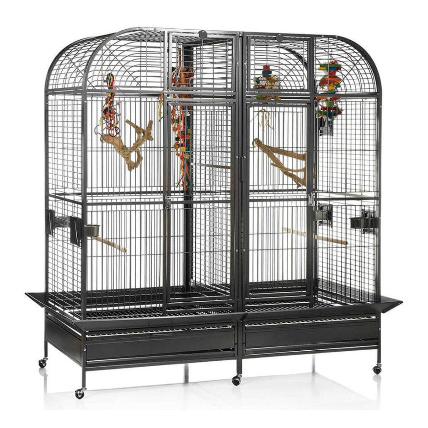 A&E 64"X32" Double Macaw Cage With Removable Divider - 6432 Platinum