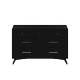 Alpine Flynn Mid Century Modern 7 Drawer Dresser, Black - 966BLK-03