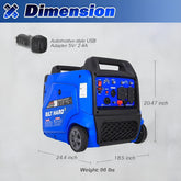 BILT HARD Portable Generator 5500 Watt, Quiet Inverter Generator with Electric Start, 120V NEMA 5-20R, NEMA TT-30R and 12V DC Output, Outdoor Generators for Home Backup Use and RV Ready - TGA-0252