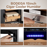 BODEGAcooler 546 Count Electric Cigar Humidor Wineador in Stainless Steel with Wood Shelves - JC-85AXJG