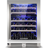 BODEGAcooler 24" 56 Bottles Dual Zone Compressor Wine Cooler with Wood Shelves - JC-165B