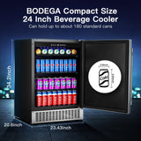 BODEGAcooler 24" Beverage Fridge in Stainless Steel 180 Can Outdoor Fridge - YC-150A-US