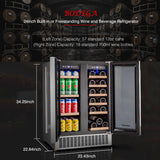 BODEGAcooler 24" Wine and Beverage Fridge Dual Zone 18 Bottles and 57 Cans - YC120-2D-1