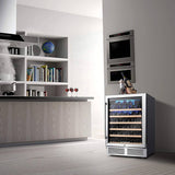 BODEGAcooler 24" 46 Bottles Wine Cooler in Stainless Steel with Wood Shelves - JC-145A-US