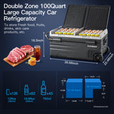 BODEGAcooler Large Portable Fridge 100qt/95L Dual Zone - TWW95