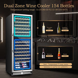 BODEGA AAOBOSI 24" Free Standing 154 Bottles Wine Cooler in Stainless Steel with Wood Shelves - YC-408B