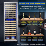 AAOBOSI 24" Free Standing 176 Bottles Wine Cooler in Stainless Steel with Wood Shelves - YC-510B