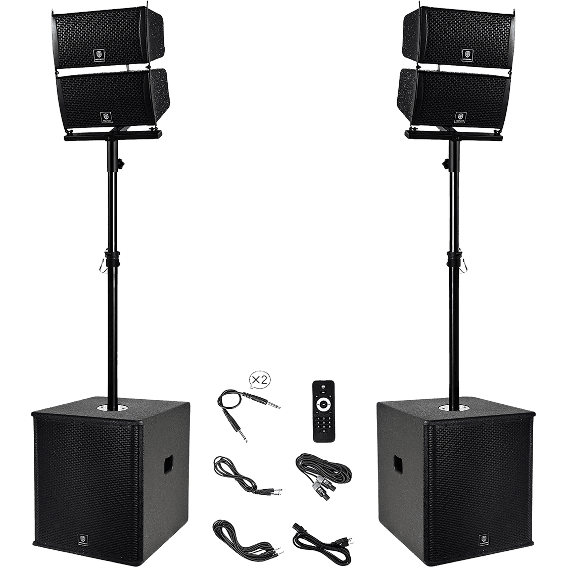 Proreck PA Speaker System 6000W Combo 4 Line Array Speakers and 15" Subwoofer with Bluetooth and Remote New - CLUB-6000