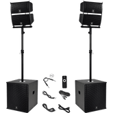 Proreck PA Speaker System 6000W Combo 4 Line Array Speakers and 15" Subwoofer with Bluetooth and Remote New - CLUB-6000