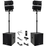 Proreck PA Speaker System 6000W Combo 4 Line Array Speakers and 15" Subwoofer with Bluetooth and Remote New - CLUB-6000