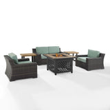 Crosley Beaufort 113.25 Inch 6pc Outdoor Wicker Conversation Set W/Fire Table Mist - KO70179BR
