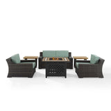 Crosley Beaufort 113.25 Inch 6pc Outdoor Wicker Conversation Set W/Fire Table Mist - KO70179BR