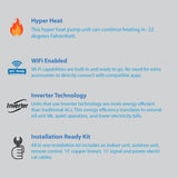 Air-Con Blue Hyper 12000 BTU 24 SEER Hyper Heat Mini Split Air Conditioner 15ft Lineset & Wiring - ABHCI/ABHEM4H4S12