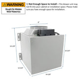 Awoco RH-SP08-BLW Powerful 8" Inline Blower Unit for Split Range Hoods, 4 Speeds, 8” Round Top Vent, 1000CFM - RH-SP08-BLW