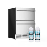 EUHOMY 24 Inch Under Counter Double Drawer Fridge Trustworthy Quality Wine Cooler Includes 2 Bottles of Cleaner - RU-DD05CS2