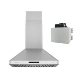 Awoco RH-WT-C Wall Mount Stainless Steel Range Hood, 3 Speeds, 800CFM, 2 LED Lights, Remote Control, With 6” Blower Unit - RH-WT-C30+RH-SP06-BLW