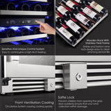 BODEGAcooler 24" 56 Bottles Dual Zone Compressor Wine Cooler with Wood Shelves - JC-165B