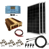 WindyNation Complete 300 Watt Solar Panel Kit with 1500W VertaMax Power Inverter for 12 Volt Battery Systems New - SOK-300WPI-15
