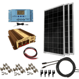 WindyNation Complete 300 Watt Solar Panel Kit with 1500W VertaMax Power Inverter for 12 Volt Battery Systems New - SOK-300WPI-15