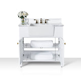 Ancerre Adeline Bathroom Vanity with Farmhouse Sink and Carrara White Marble Top Cabinet Set - VTS-ADELINE-36-W-CW-GD - Backyard Provider