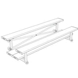 Bleacher - 7-1/2 ft. (2 Row - Double Foot Plank) - Tip & Roll - BLDP-375TRGPC