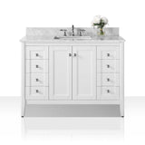 Ancerre Shelton Bathroom Vanity with Sink and Carrara White Marble Top Cabinet Set - VTS-SHELTON-48-W-CW - Backyard Provider