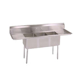 John Boos Three-Compartment E-Series Sink, 24" L & R Drainboards - JBE3S81814T24
