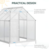 Outsunny 8' x 6' Aluminum Outdoor Greenhouse, Polycarbonate Walk-in Garden Greenhouse - 845-540V01SR