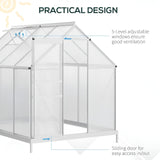 Outsunny 8' x 6' Aluminum Outdoor Greenhouse, Polycarbonate Walk-in Garden Greenhouse - 845-540V01SR