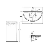 Whitehaus Semi-Circular Double Bowl Console with Leg Support - ECO64-ESU04-WH