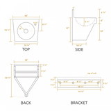 Whitehaus Stainless Steel Noah'S Commerical Wall Mounted Commerical Wash Basin - WHNCB1815