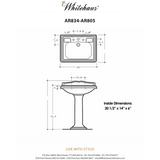 Whitehaus Traditional China Pedestal Sink with an Integrated Oval Bowl - AR834-AR805