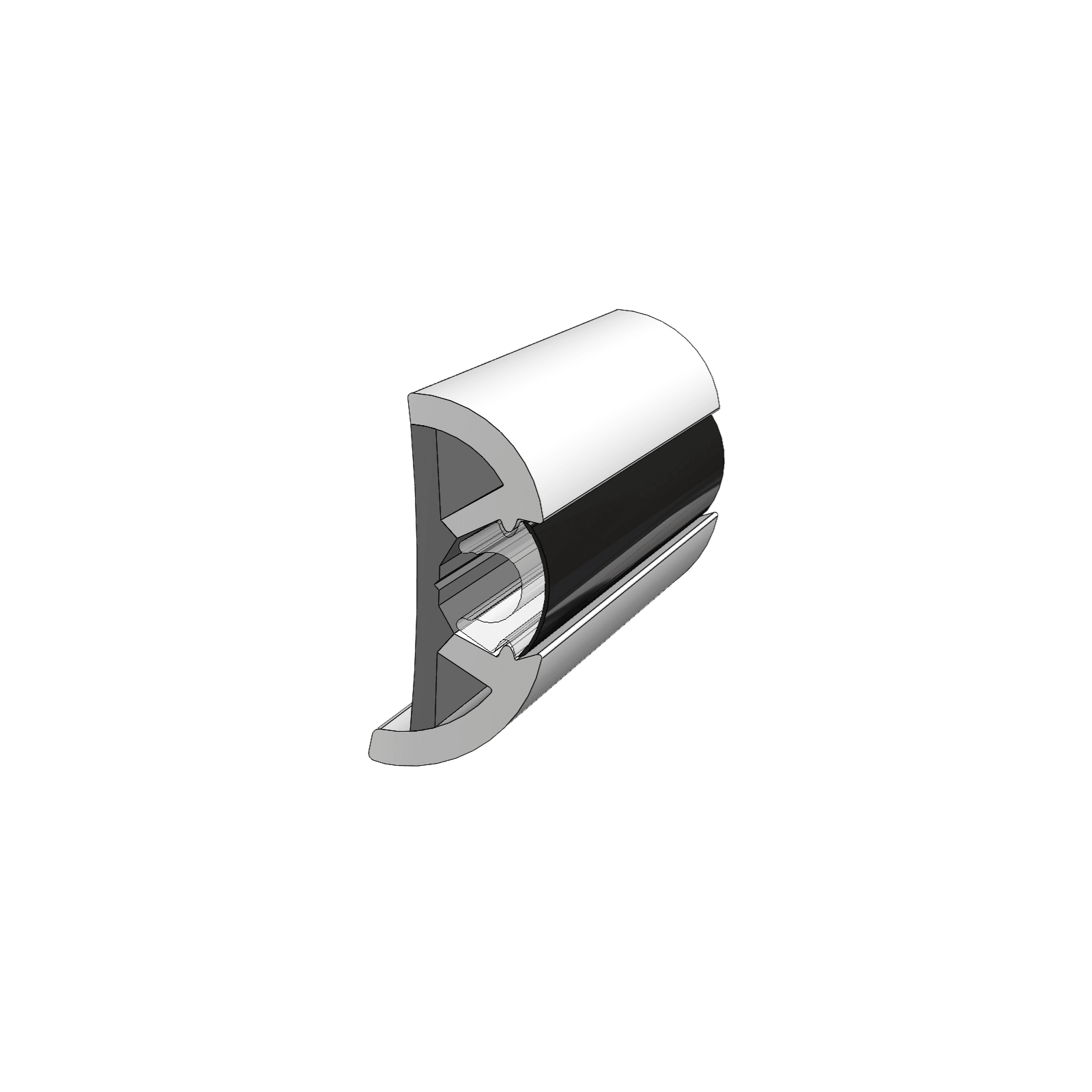 TACO SuproFlex Rub Rail Kit White w/ Flex Chrome Insert, 2" X 1.2" X 60' | V11-9990WCM60-2