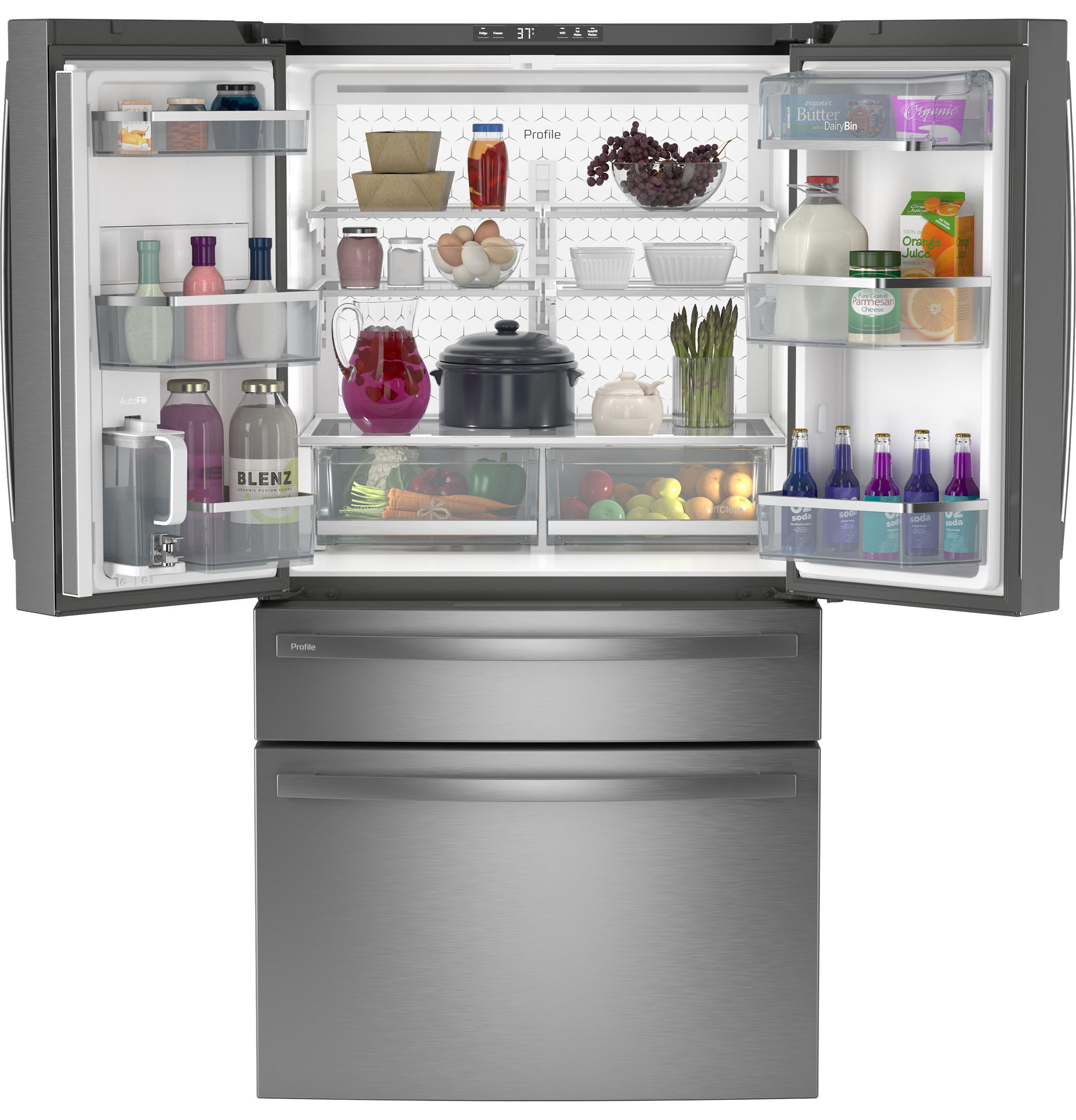 GE Profile 23.2 Cu. Ft. Smart Counter-Depth French-Door Refrigerator, 4-Door, Dual-Dispense AutoFill – PJE23BYWFS-KT