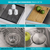 KRAUS Kore 30" Drop-In Workstation 16 Gauge Stainless Steel Single Bowl Kitchen Sink with Accessories - KWT310-30