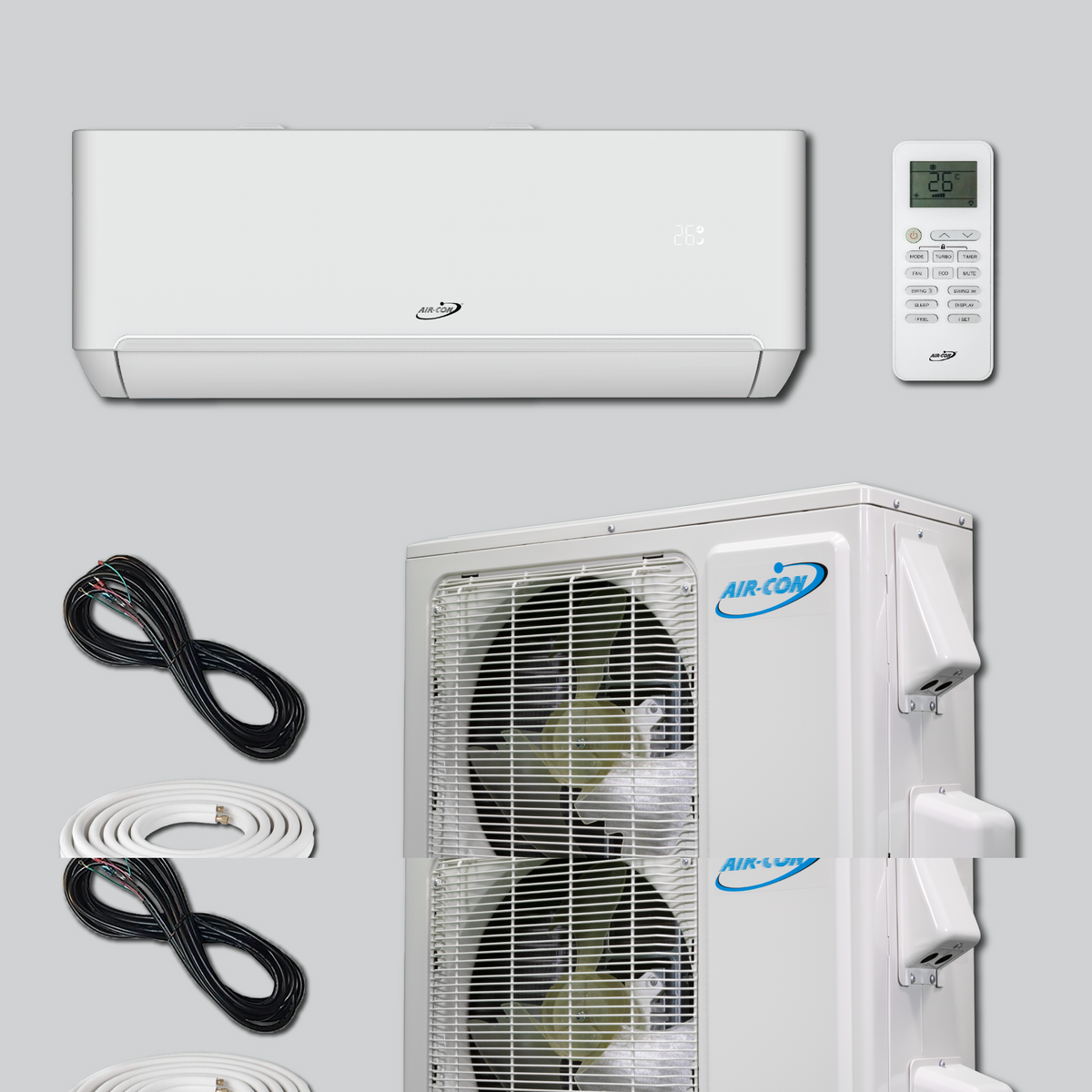 Air-Con Eclipse Series 30000 BTU 18.9 SEER Ductless Mini Split Air Conditioner 15ft Lineset & Wiring - ASPCI/EM4H4S30