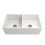 Bocchi Classico Farmhouse Apron Front Fireclay 33" Double Bowl Kitchen Sink. Available in 9 Colors! - 1139-001-0120