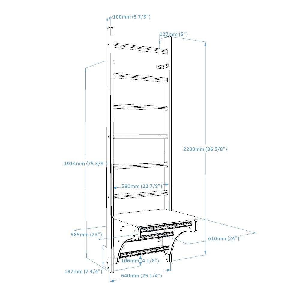 BenchK Wood Swedish Ladder w/ BenchTop - 5903317830610