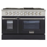 Kucht 48" Pro-Style Natural Gas Dual Fuel Range with 4 Burners in Black - KDF482-K