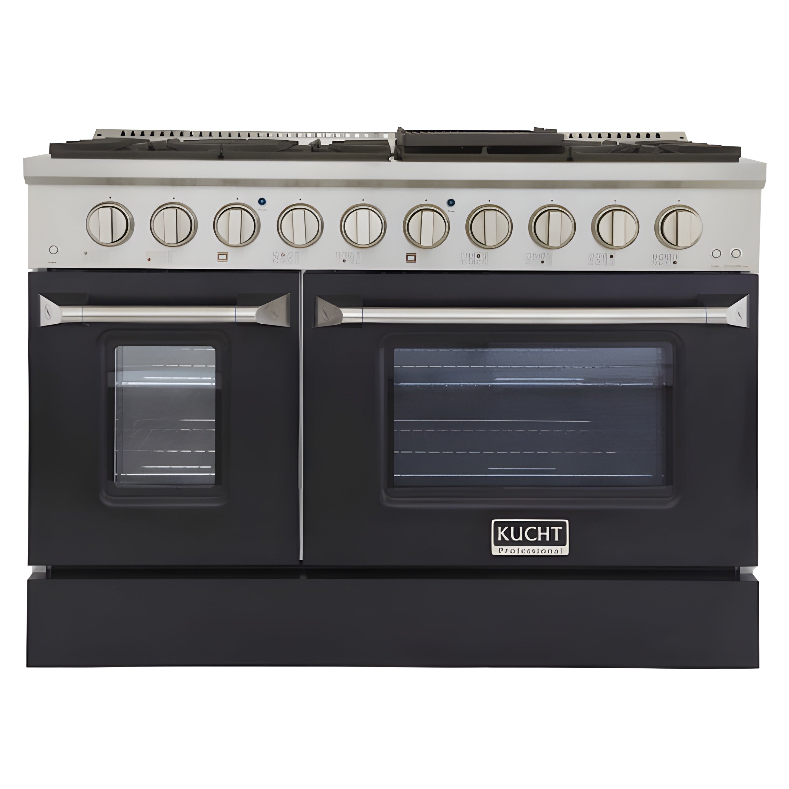 Kucht Professional 48 in. 6.7 cu ft. Natural Gas Range with Black Door and Silver Knobs - KNG481-K