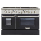 Kucht Professional 48 in. 6.7 cu ft. Natural Gas Range with Black Door and Silver Knobs - KNG481-K