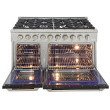 Kucht 48" Pro-Style Natural Gas Dual Fuel Range with 4 Burners in Black - KDF482-K