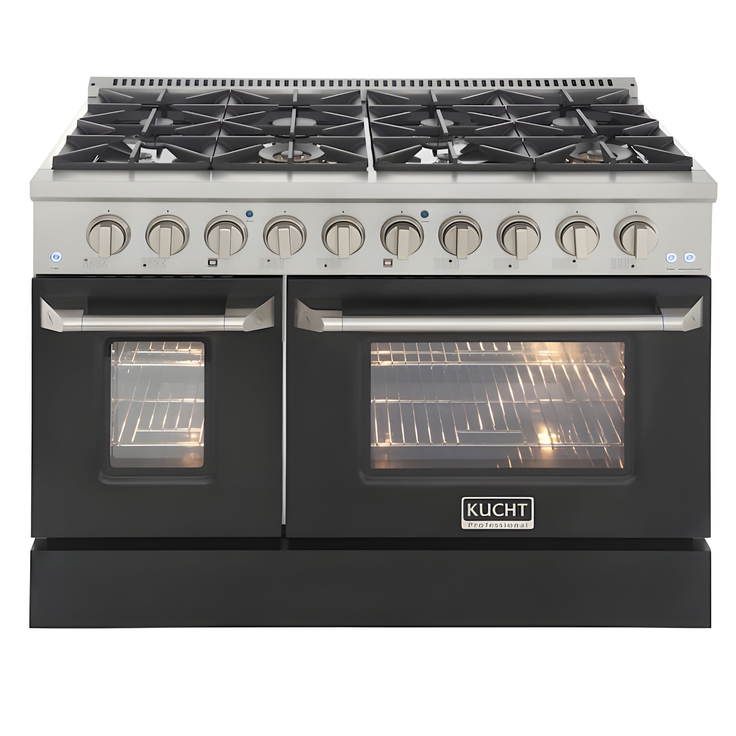 Kucht 48" Pro-Style Natural Gas Dual Fuel Range with 4 Burners in Black - KDF482-K