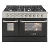 Kucht Professional 48 in. 6.7 cu ft. Natural Gas Range with Black Door and Silver Knobs - KNG481-K